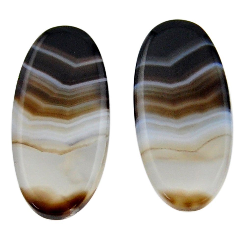 Natural 19.45cts botswana agate cabochon 26x12.5 pair mm loose gemstone s19106