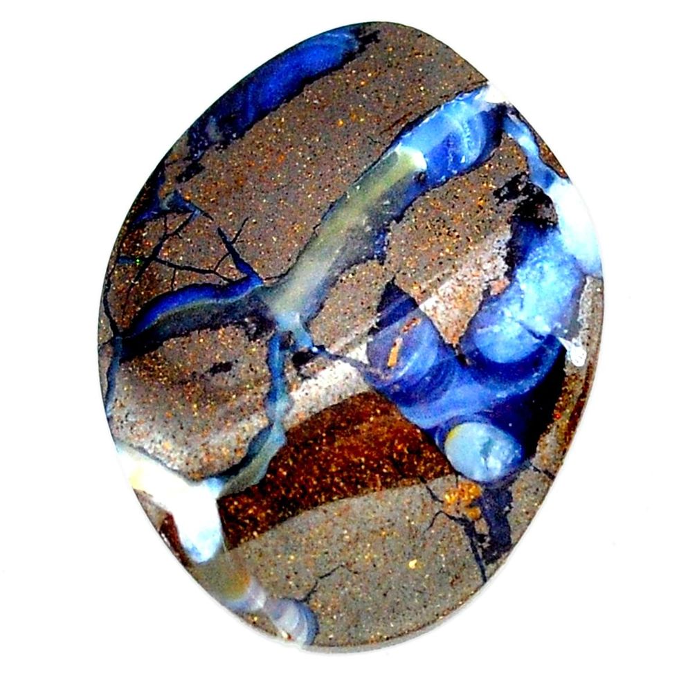 Natural 55.30cts boulder opal blue cabochon 33x25 mm oval loose gemstone s22550
