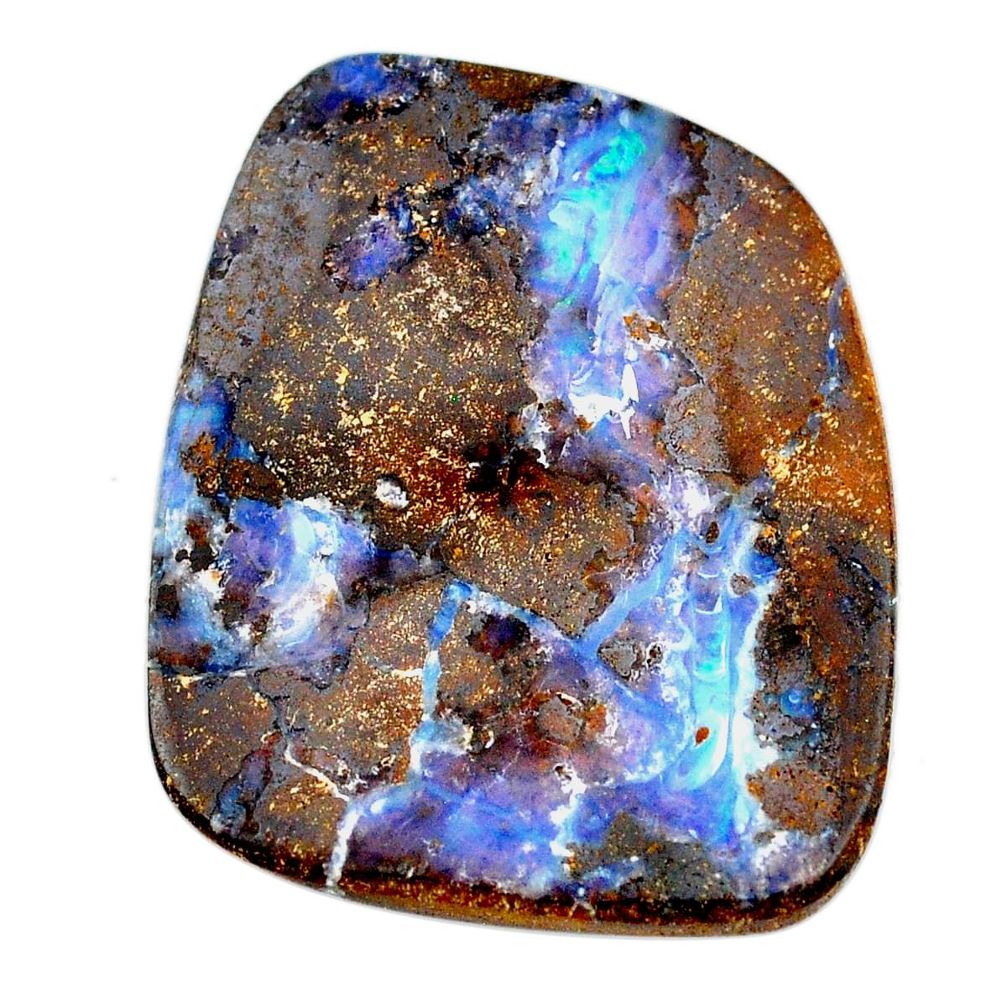 Natural 63.15cts boulder opal brown cabochon 37x31mm fancy loose gemstone s21417