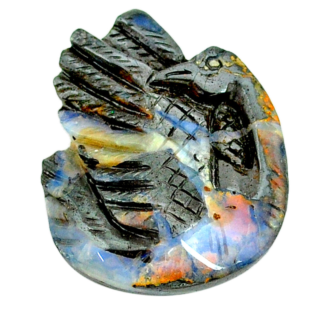 Natural 41.30cts boulder opal brown carving 31x24 mm fancy loose gemstone s22165