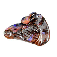 Natural 14.35cts boulder opal carving brown 23x15.5 mm loose gemstone s16303