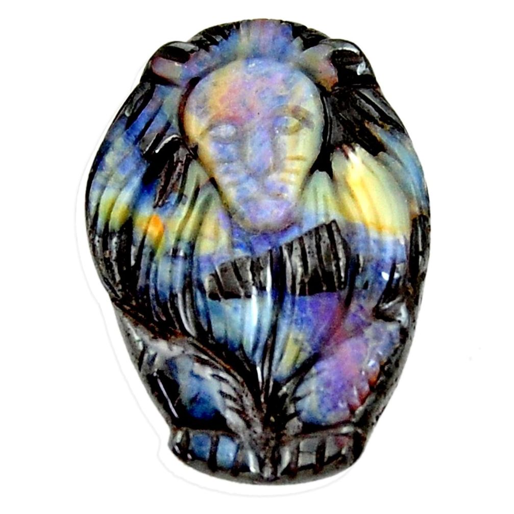 Natural 24.45cts boulder opal carving brown 25x17.5 mm loose gemstone s16312