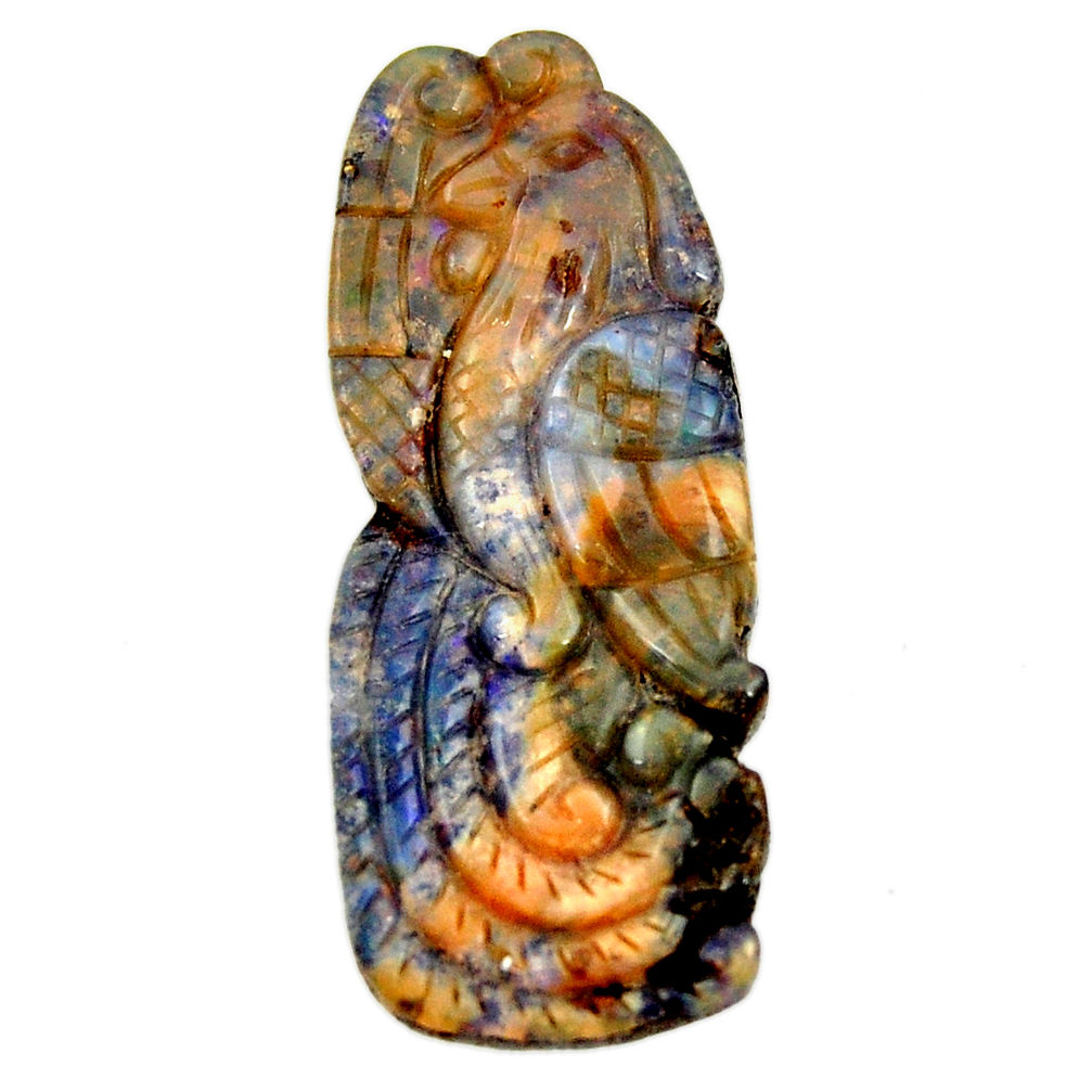  boulder opal carving brown 40x16.5 mm loose gemstone s16337