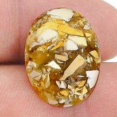 Natural 14.30cts brecciated mookaite yellow 21x16 mm oval loose gemstone s28871
