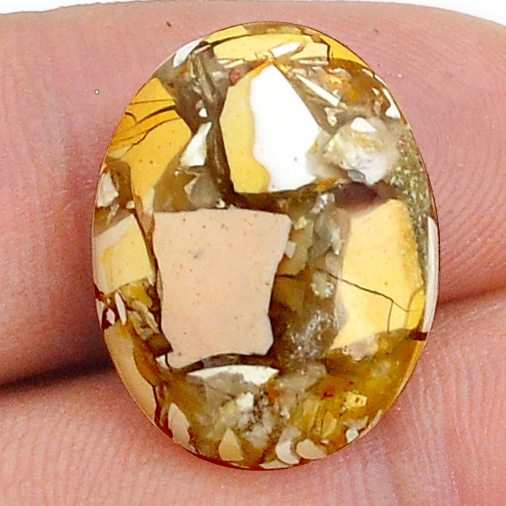 Natural 12.15cts brecciated mookaite yellow 21x16 mm oval loose gemstone s28875