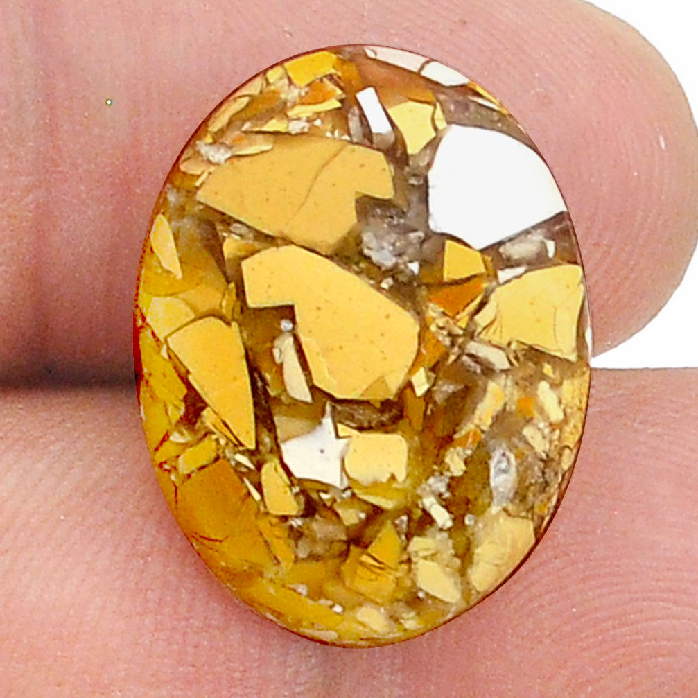 Natural 10.40cts brecciated mookaite yellow 21x16 mm oval loose gemstone s28877