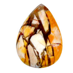 Natural 13.10cts brecciated mookaite yellow 24x17 mm pear loose gemstone s19853