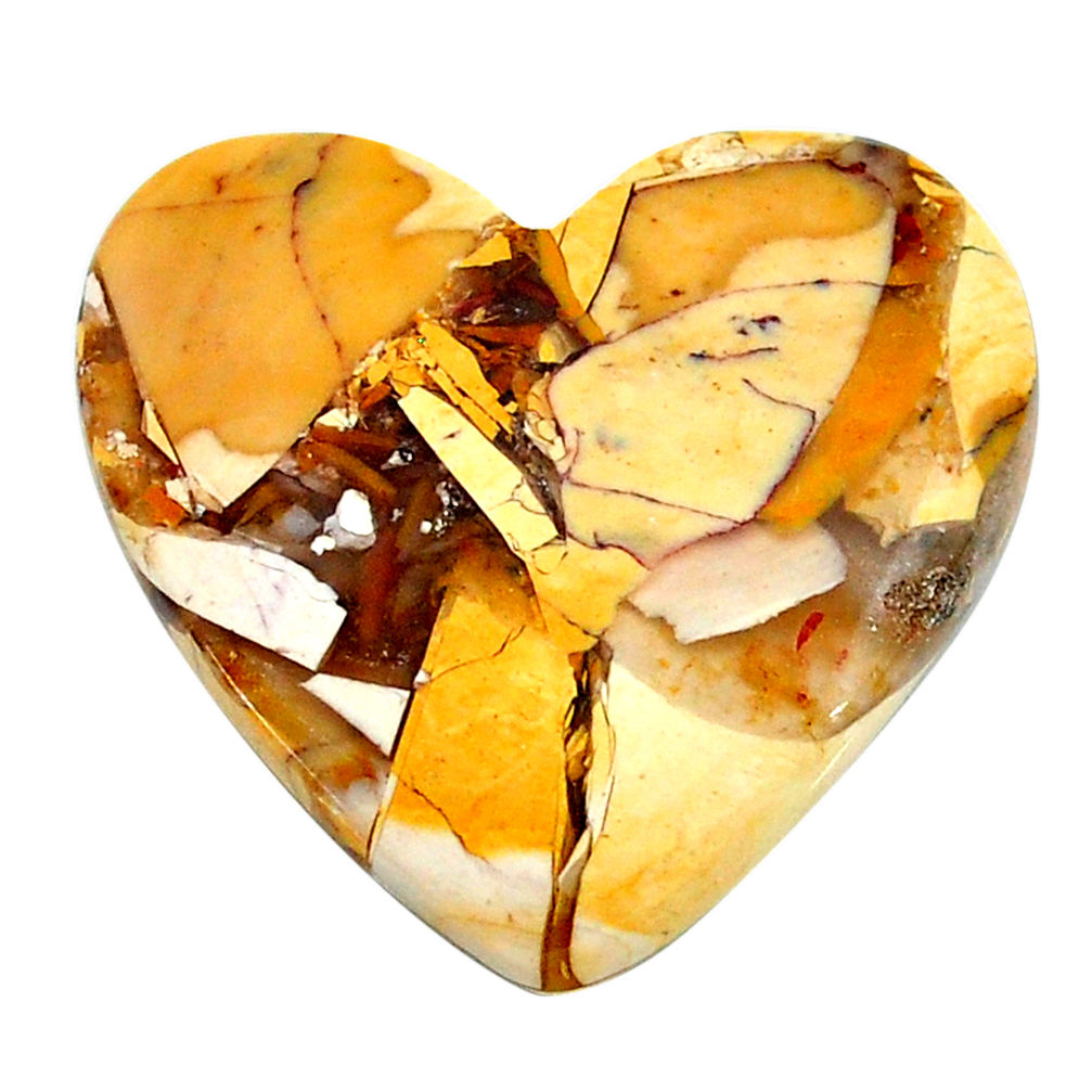 Natural 20.05cts brecciated mookaite yellow 27x25 mm heart loose gemstone s24460