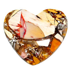 Natural 19.20cts brecciated mookaite yellow 28x26 mm heart loose gemstone s24459