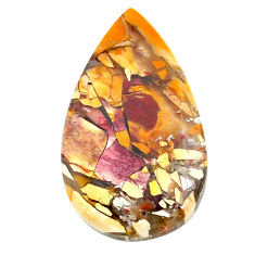 Natural 19.20cts brecciated mookaite yellow 32x18 mm pear loose gemstone s24452