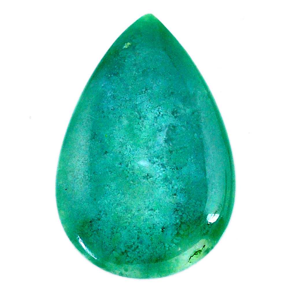 Natural 35.10cts chalcedony green cabochon 39x25 mm pear loose gemstone s20585