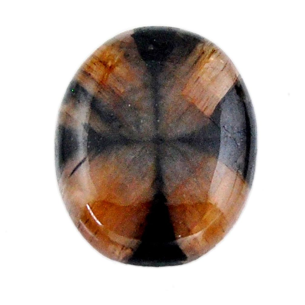 Natural 18.10cts chiastolite brown cabochon 21x17 mm oval loose gemstone s19251