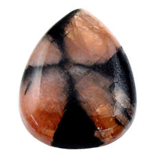 Natural 18.10cts chiastolite brown cabochon 21x17 mm pear loose gemstone s19258