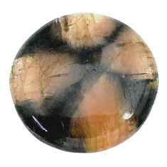 Natural 21.45cts chiastolite brown cabochon 21x21 mm round loose gemstone s22492