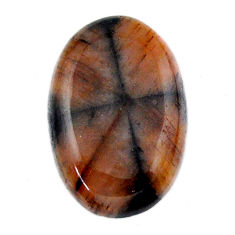 Natural 18.25cts chiastolite brown cabochon 22.5x15mm oval loose gemstone s19252