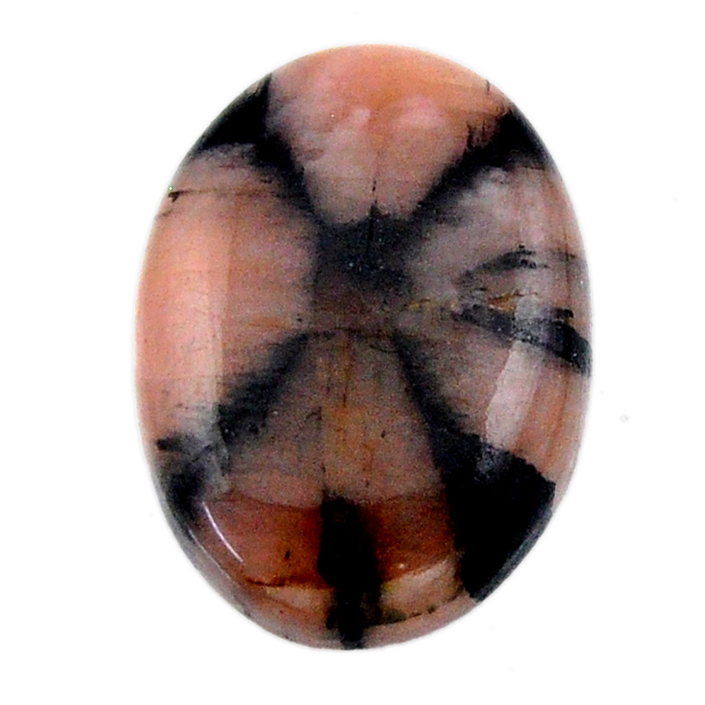 Natural 18.45cts chiastolite brown cabochon 22.5x16mm oval loose gemstone s19255