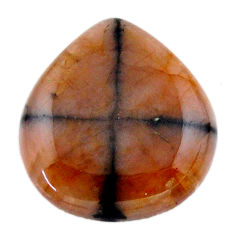 Natural 21.30cts chiastolite brown cabochon 22.5x21mm pear loose gemstone s19244