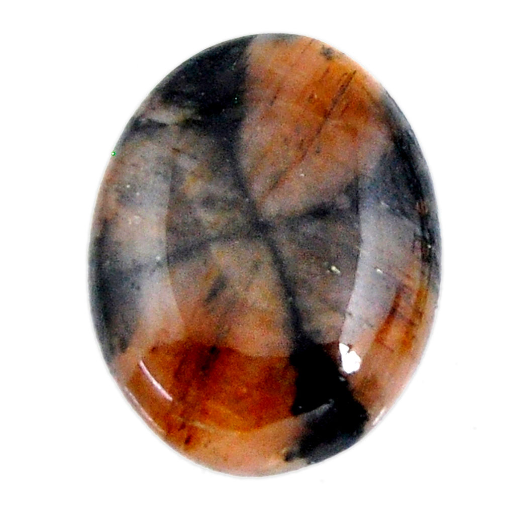 Natural 18.25cts chiastolite brown cabochon 22x17 mm oval loose gemstone s19265