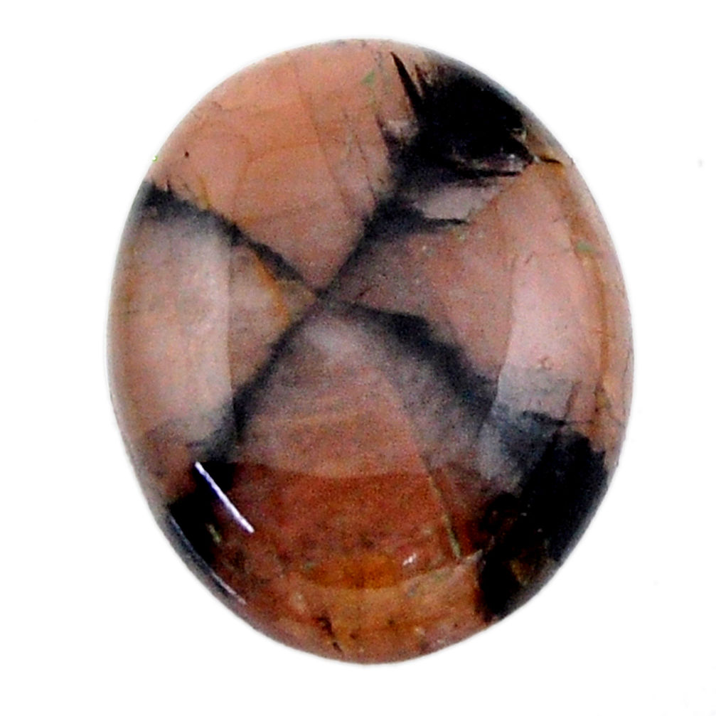 Natural 18.10cts chiastolite brown cabochon 22x17.5mm oval loose gemstone s19246