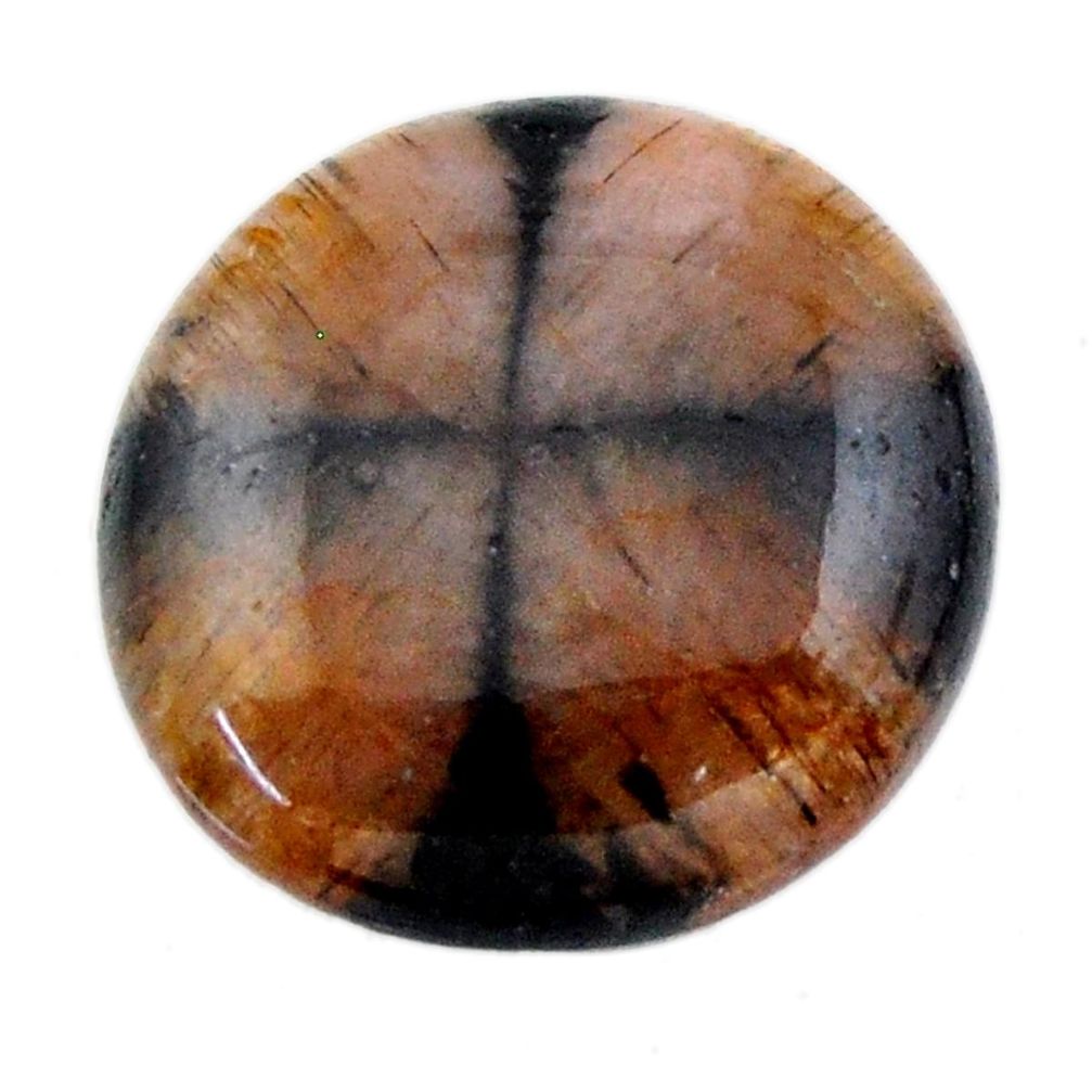 Natural 22.40cts chiastolite brown cabochon 22x21 mm oval loose gemstone s19247