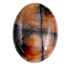 Natural 23.45cts chiastolite brown cabochon 23x17 mm oval loose gemstone s19263