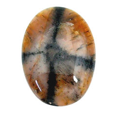 Natural 20.45cts chiastolite brown cabochon 24x17 mm oval loose gemstone s22498