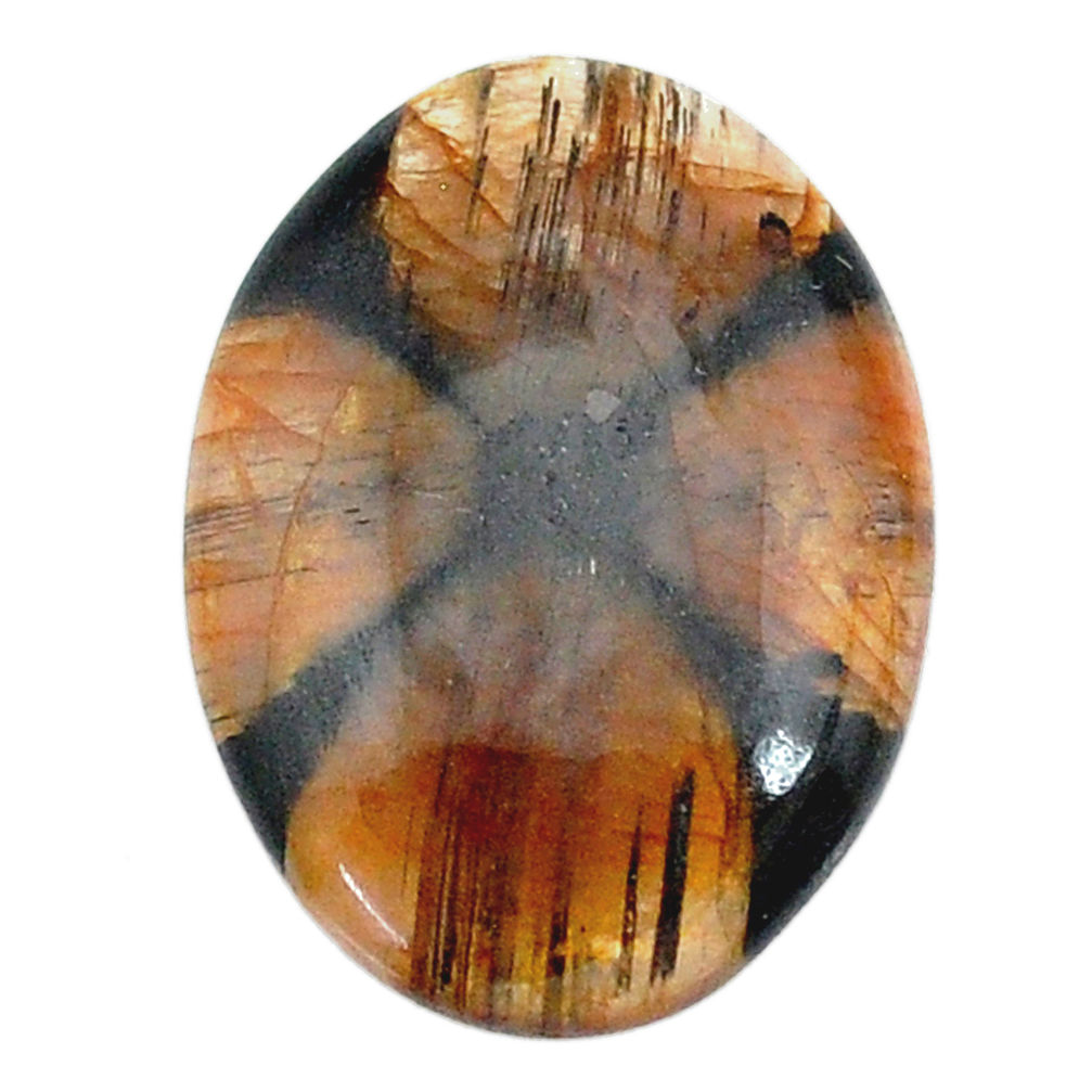 Natural 22.65cts chiastolite brown cabochon 26x19 mm oval loose gemstone s22491