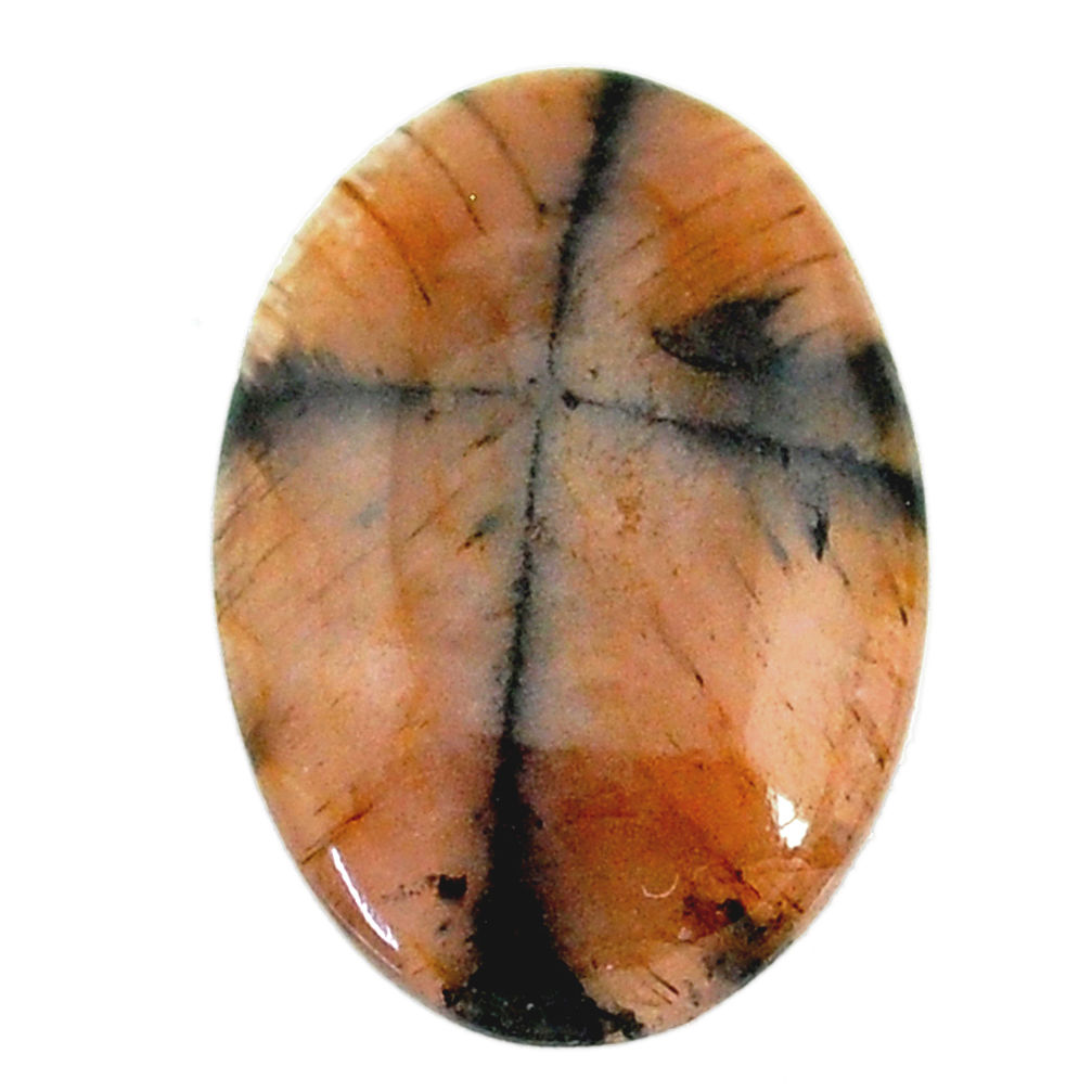 Natural 21.80cts chiastolite brown cabochon 27x18 mm oval loose gemstone s22494