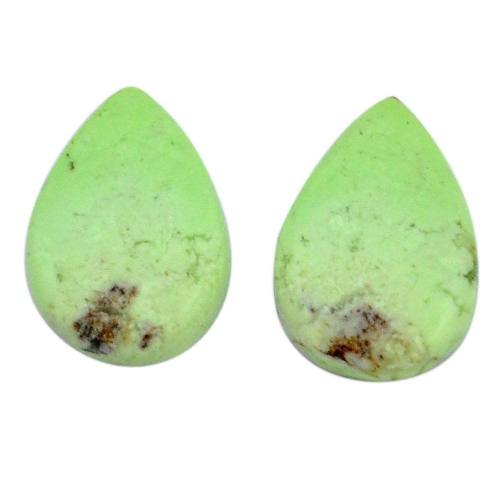 Natural 15.15cts chrysoprase lemon cabochon 18x12 mm pair loose gemstone s29401