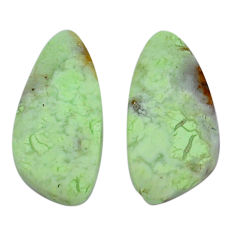 Natural 16.30cts chrysoprase lemon cabochon 23x11 mm pair loose gemstone s29408