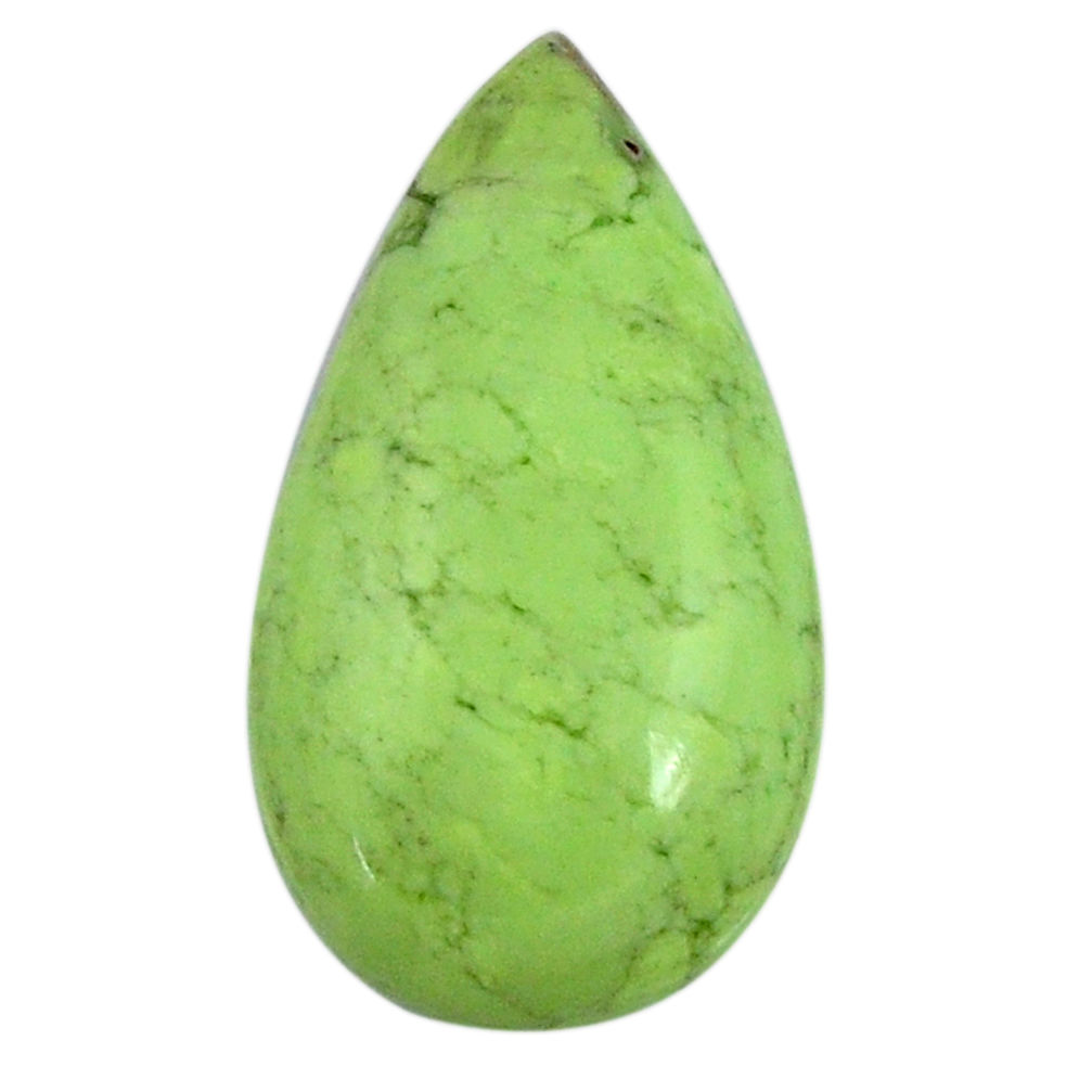 Natural 15.10cts chrysoprase lemon cabochon 24x13.5mm pear loose gemstone s19807