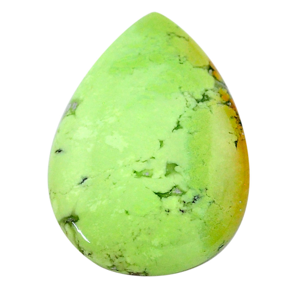 Natural 22.35cts chrysoprase lemon cabochon 26x18 mm pear loose gemstone s23713