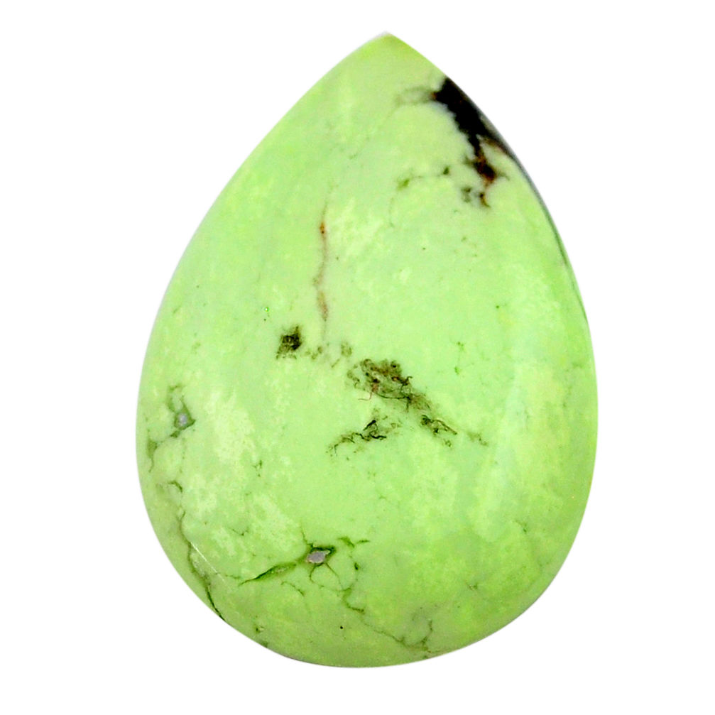 Natural 22.35cts chrysoprase lemon cabochon 28x19 mm pear loose gemstone s23717