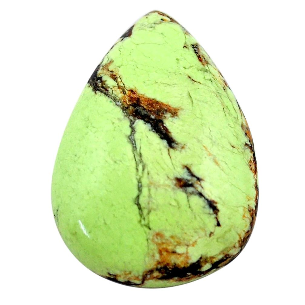 Natural 31.30cts chrysoprase lemon cabochon 30x21 mm pear loose gemstone s23700
