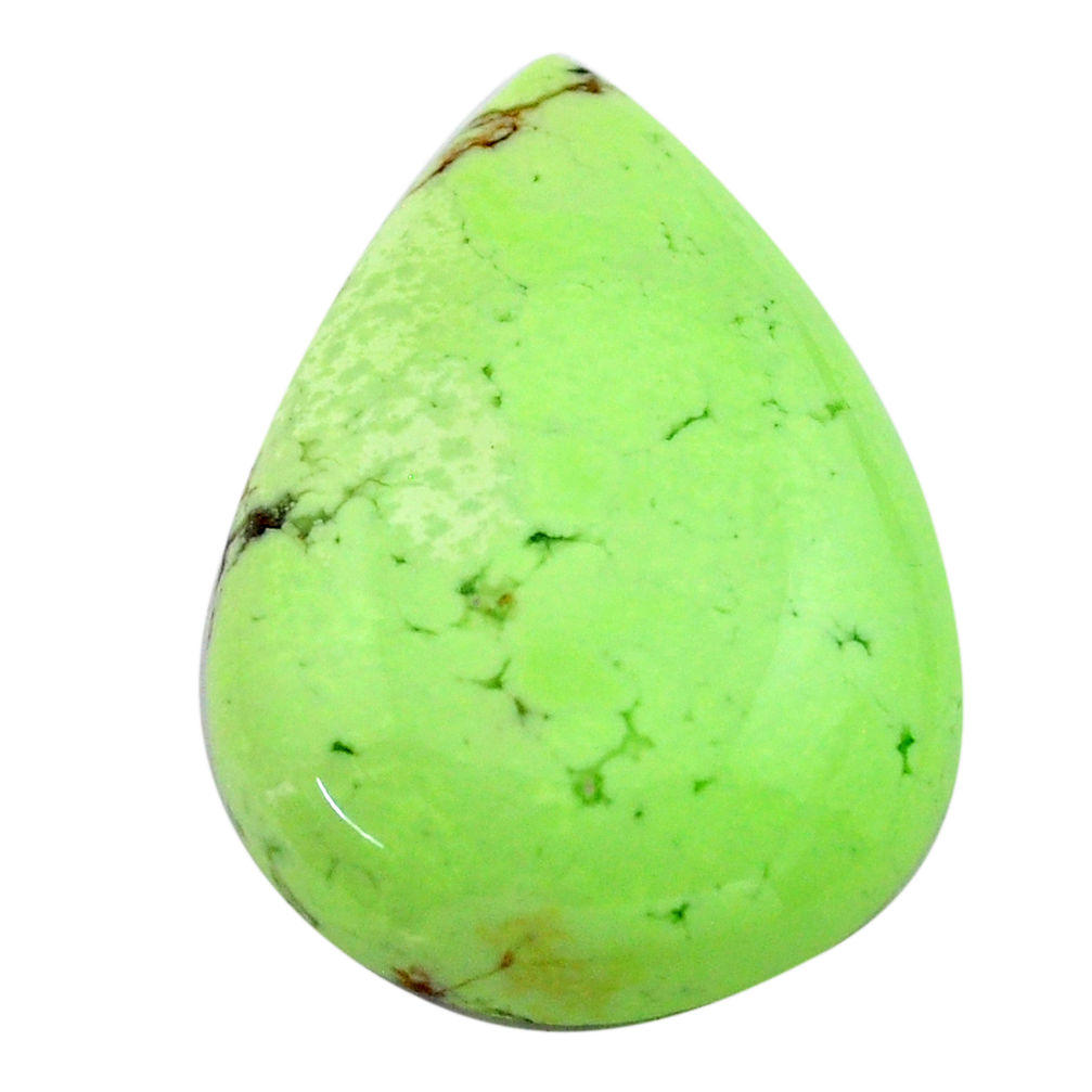 Natural 38.10cts chrysoprase lemon cabochon 30x22 mm pear loose gemstone s23699