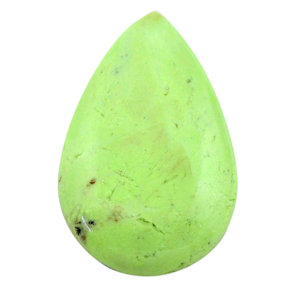Natural 31.30cts chrysoprase lemon cabochon 32x30 mm pear loose gemstone s23709