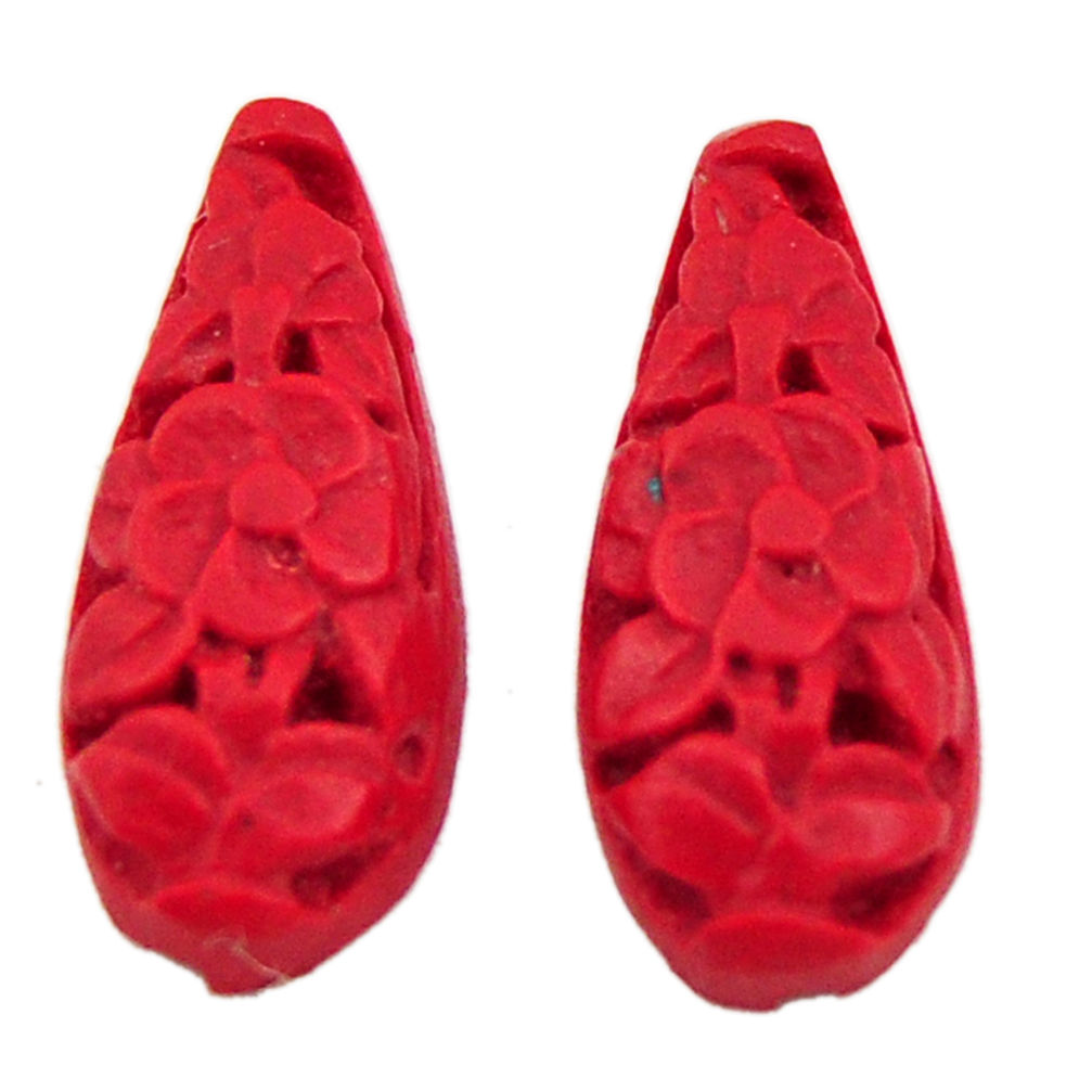 Natural 3.45cts cinnabar spanish red 17.5x7.5 mm pair loose gemstone s18341