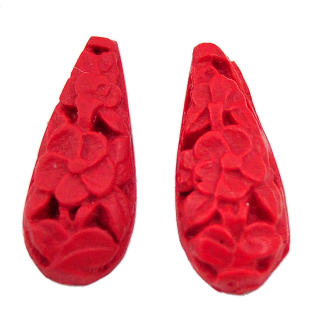 Natural 3.10cts cinnabar spanish red 18x7.5 mm pear pair loose gemstone s18343