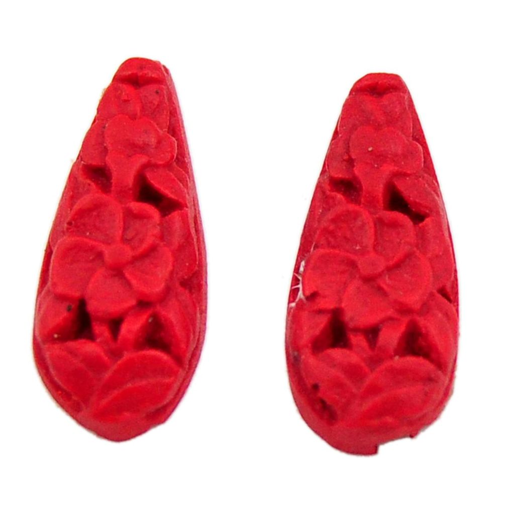 Natural 3.25cts cinnabar spanish red 18x7.5 mm pear pair loose gemstone s18344