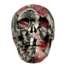 Natural 14.45cts crinoid fossil black 22.5x15 mm skull loose gemstone s18071