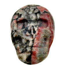 Natural 15.10cts crinoid fossil black 22.5x15 mm skull loose gemstone s18076