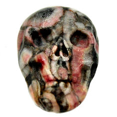 Natural 14.30cts crinoid fossil black 22.5x15.5 mm skull loose gemstone s18077