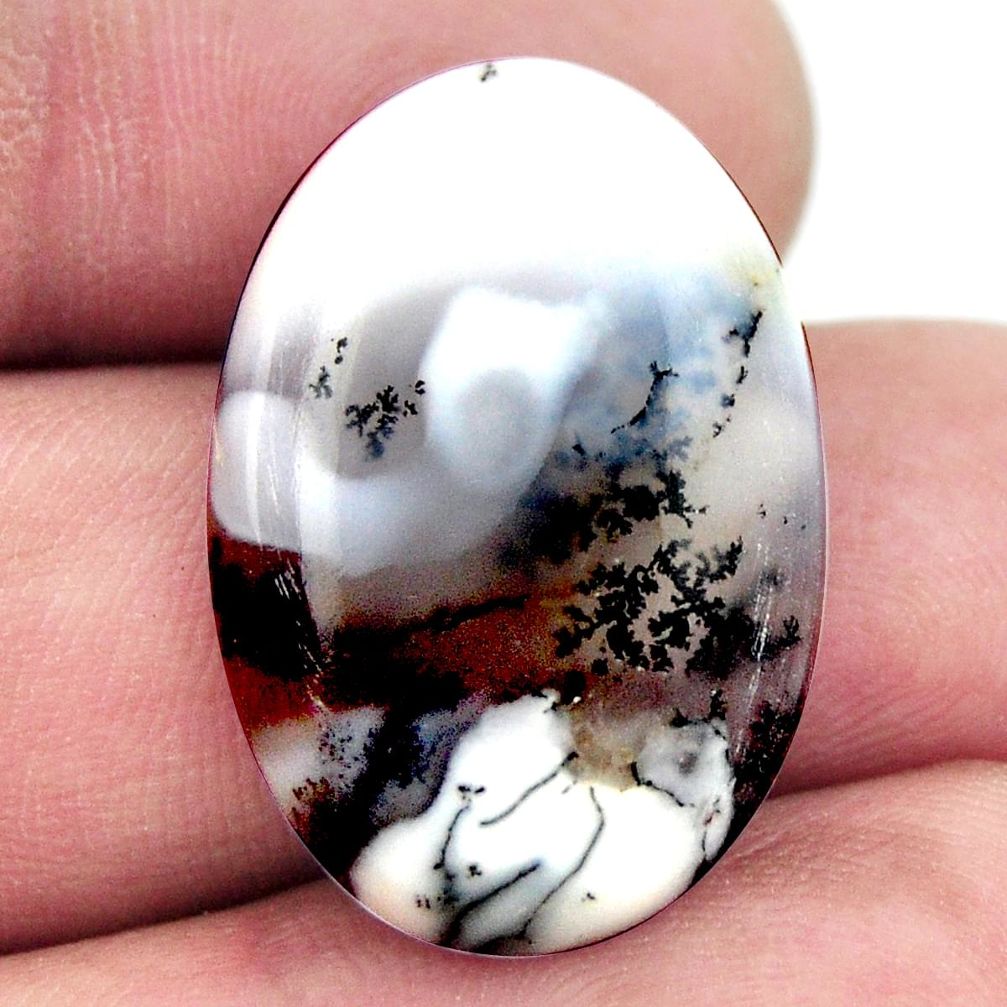 Natural 19.35cts dendrite opal (merlinite) 26.5x18 mm oval loose gemstone s17777