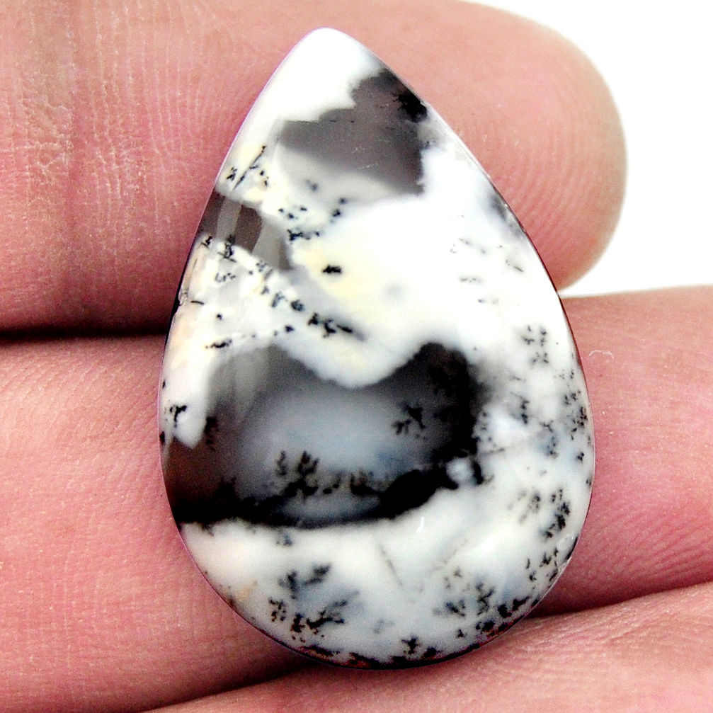 Natural 19.45cts dendrite opal (merlinite) 27.5x18 mm pear loose gemstone s17767