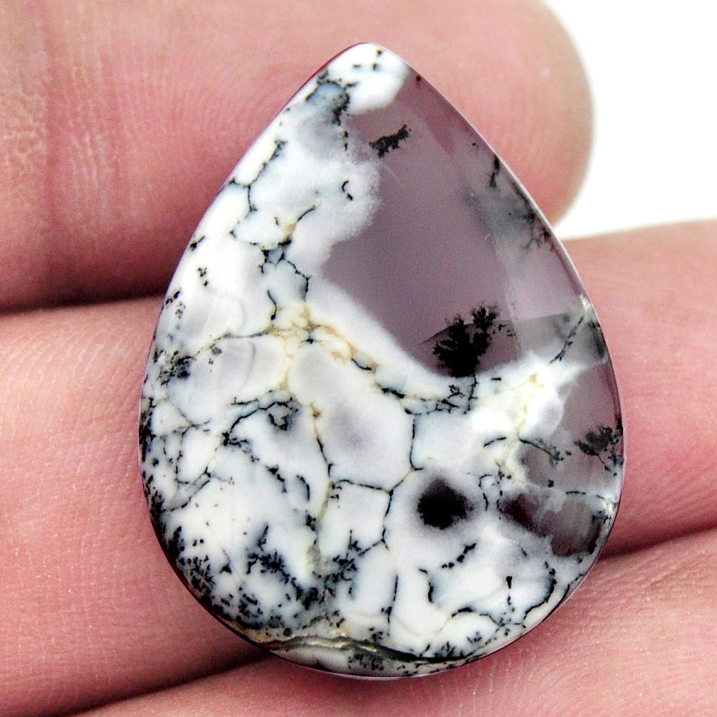 Natural 17.40cts dendrite opal (merlinite) 27.5x20 mm pear loose gemstone s17774