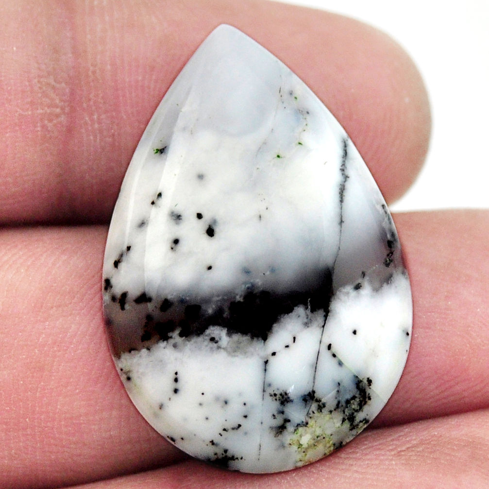 Natural 18.20cts dendrite opal (merlinite) 28.5x19 mm pear loose gemstone s17773