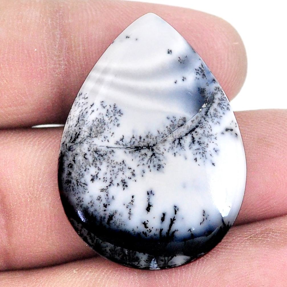 Natural 24.45cts dendrite opal (merlinite) 33x23.5 mm pear loose gemstone s20776