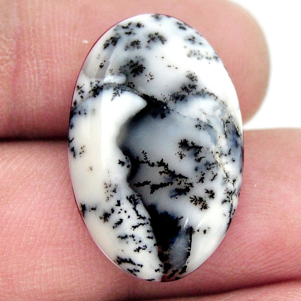 Natural 11.20cts dendrite opal (merlinite) white 25x15.5mm loose gemstone s17762
