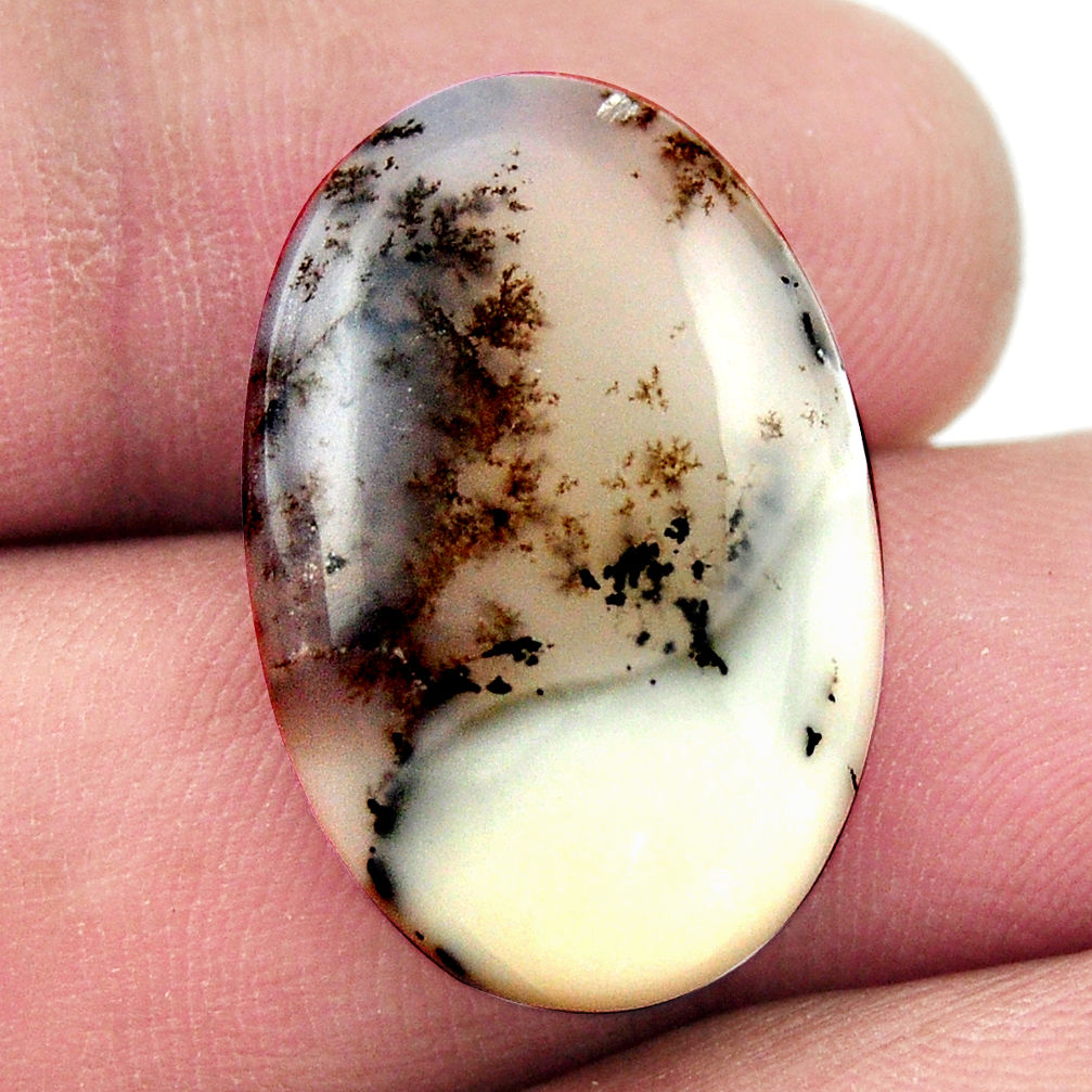 Natural 14.45cts dendrite opal (merlinite) white 25x16 mm loose gemstone s17778