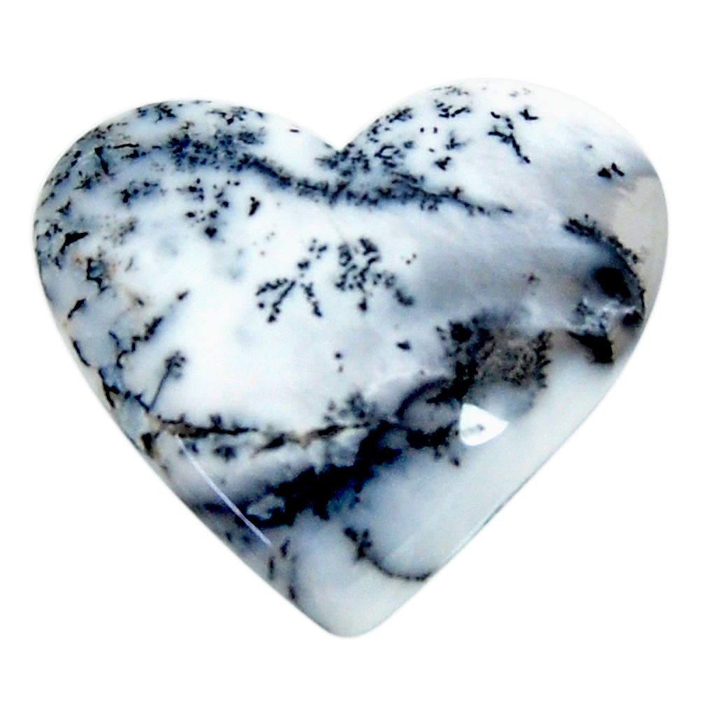 Natural 23.25cts dendrite opal (merlinite) white 27x25 mm loose gemstone s18680